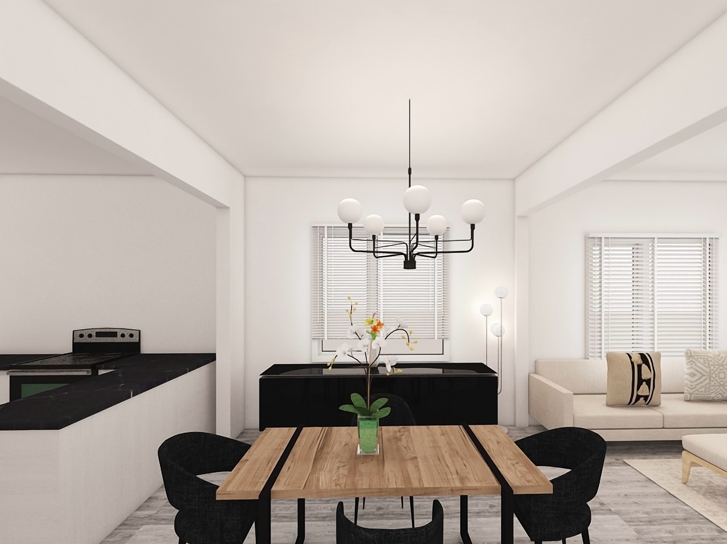 Open plan living and dining concept
