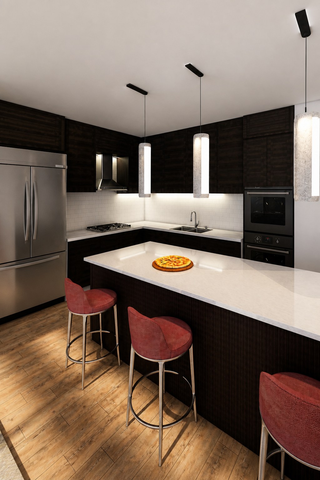 Dark wood kitchen island concept